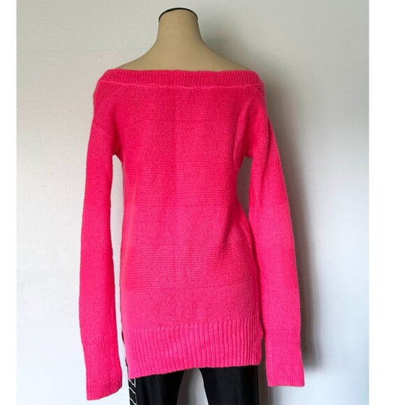 size SMALL Aeropostale BRIGHT PINK knit sweater metalic thread women's S - Picture 2 of 8